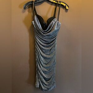 EUC size small BCX Strapless Black and Silver Dress body con LqQK